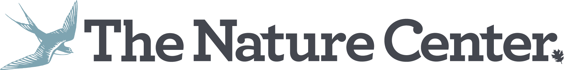 Logo of The Nature Center featuring a stylized flying bird and a small tree or leaf symbol.
