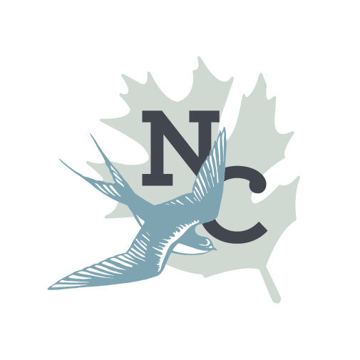 Cibolo Nature Center Logo, featuring a blue jay bird and the letters 'N' and 'C' in front of a maple leaf.