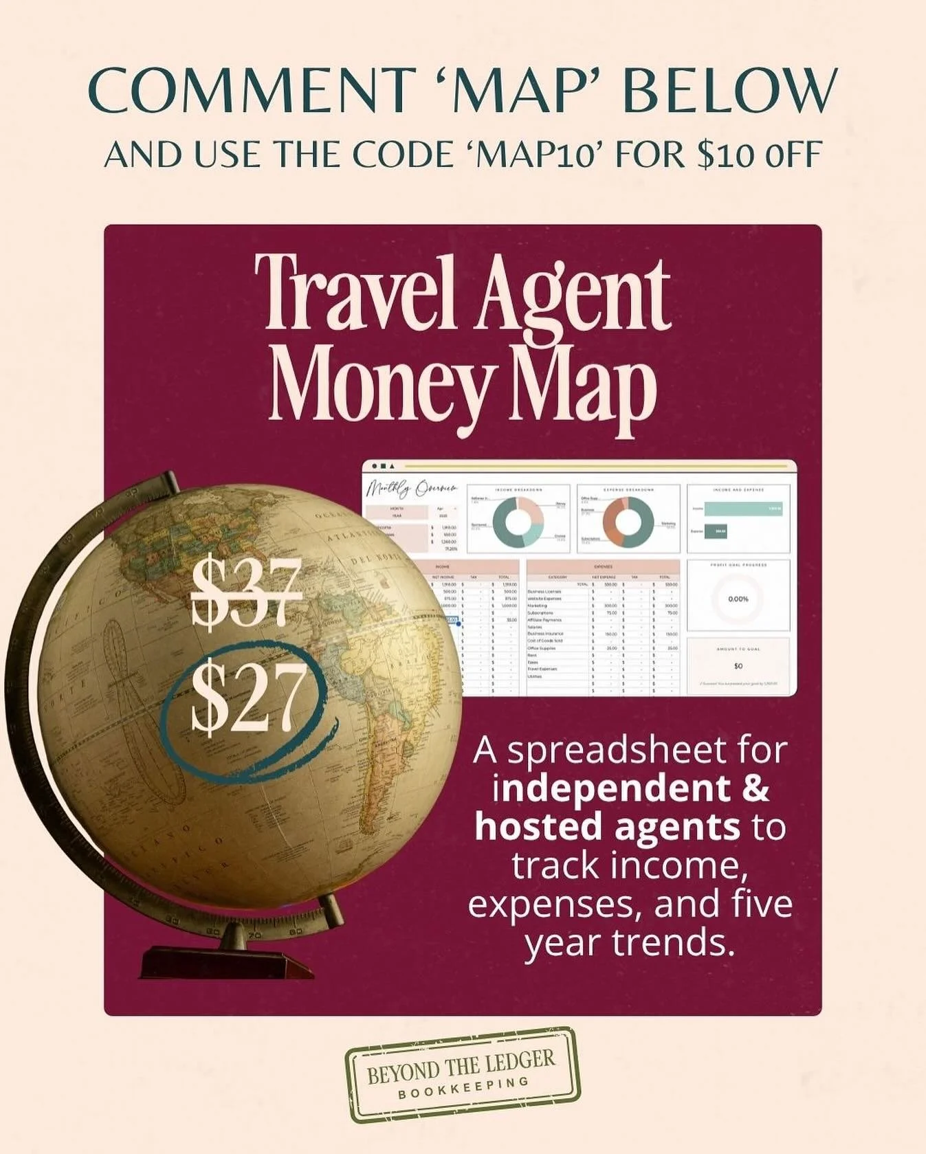 Travel pros, whether you&rsquo;re hosted or independent, this one&rsquo;s for you.
If you&rsquo;re not quite ready for full accounting software, but you still want to know your real income, expenses, and profit&hellip; the Travel Agent Money Map is y