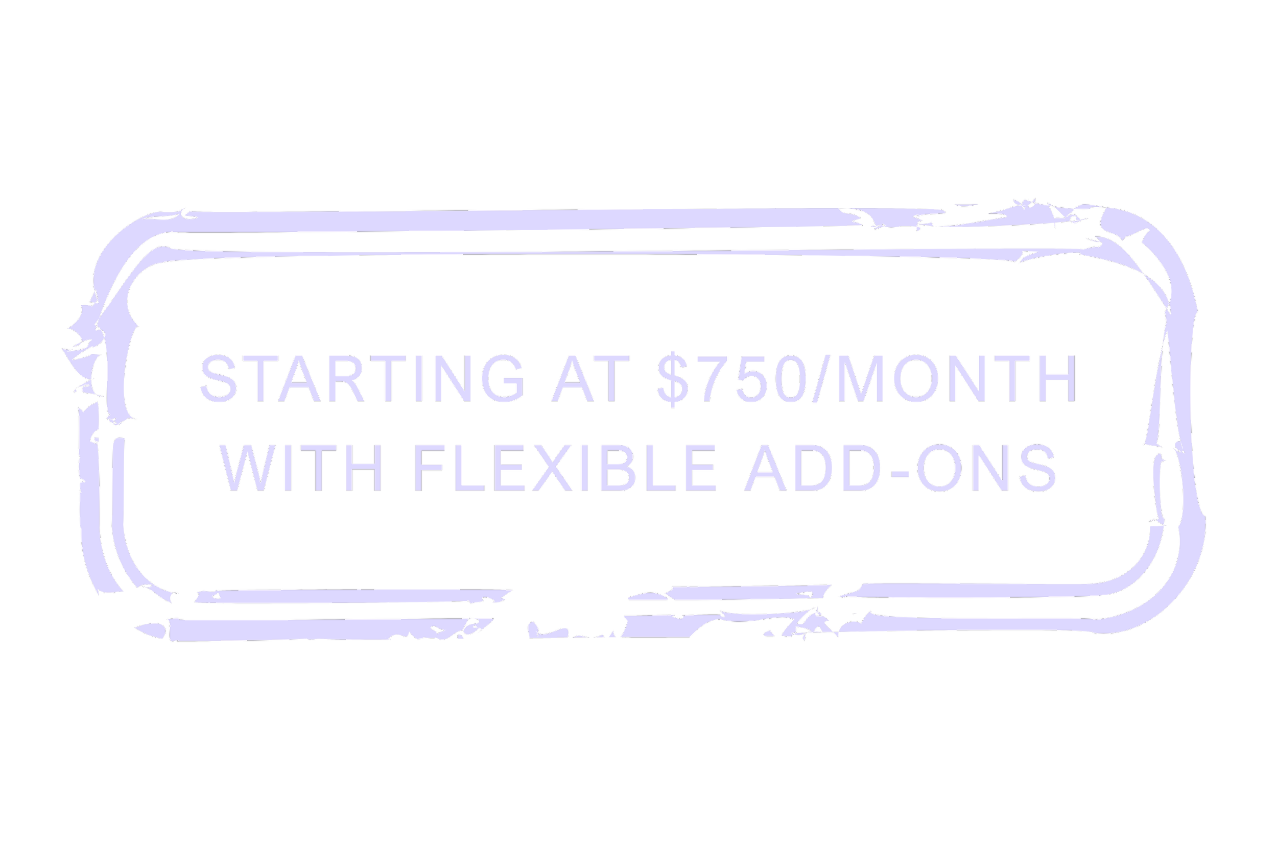 Neon sign with the message: 'Starting at $750/month with flexible add-ons'