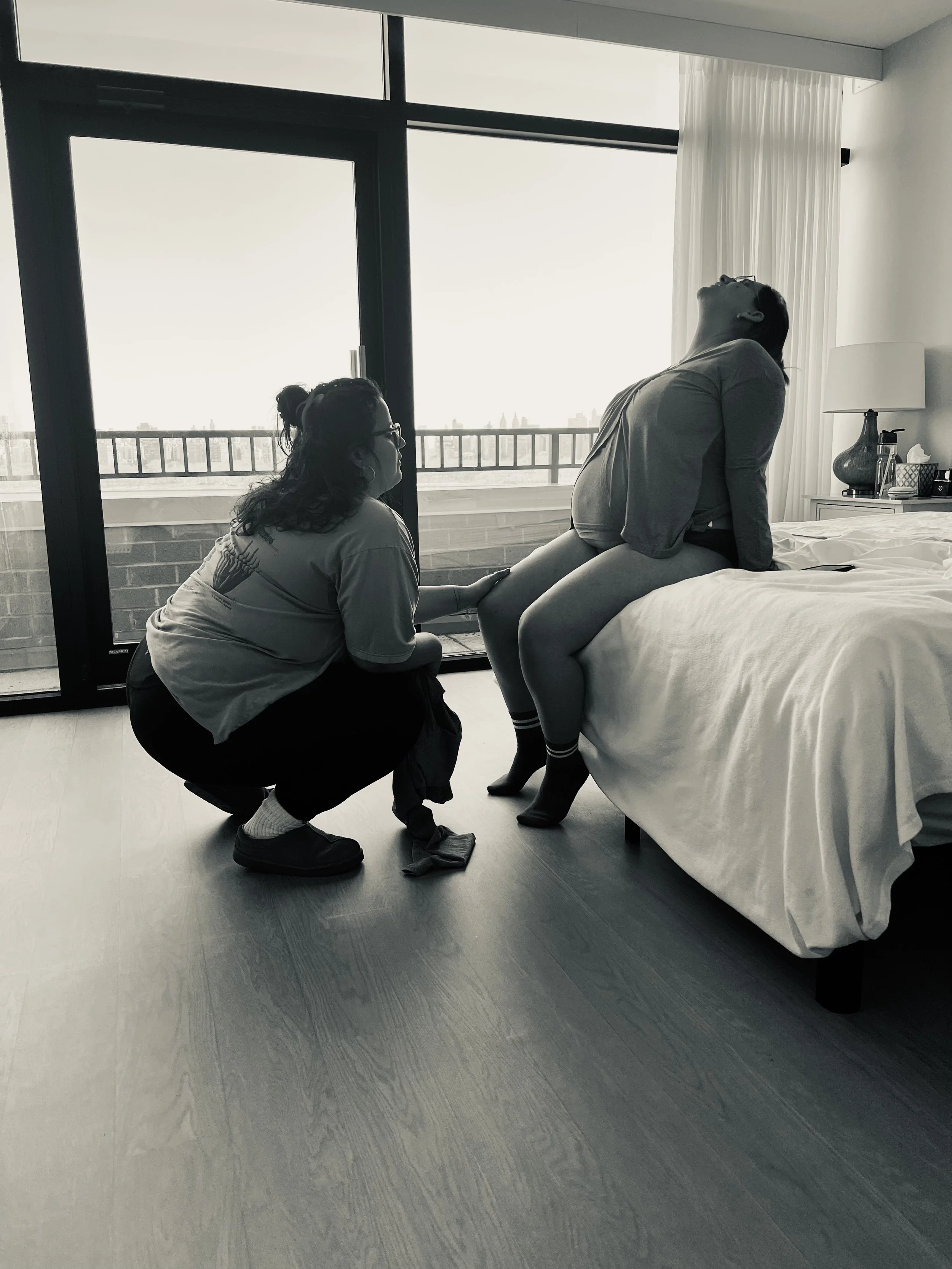 Birth Doula with a client in the middle of labor