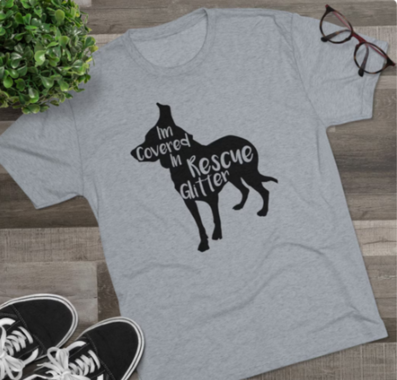 Covered in Rescue Glitter Dog Triblend Shirt