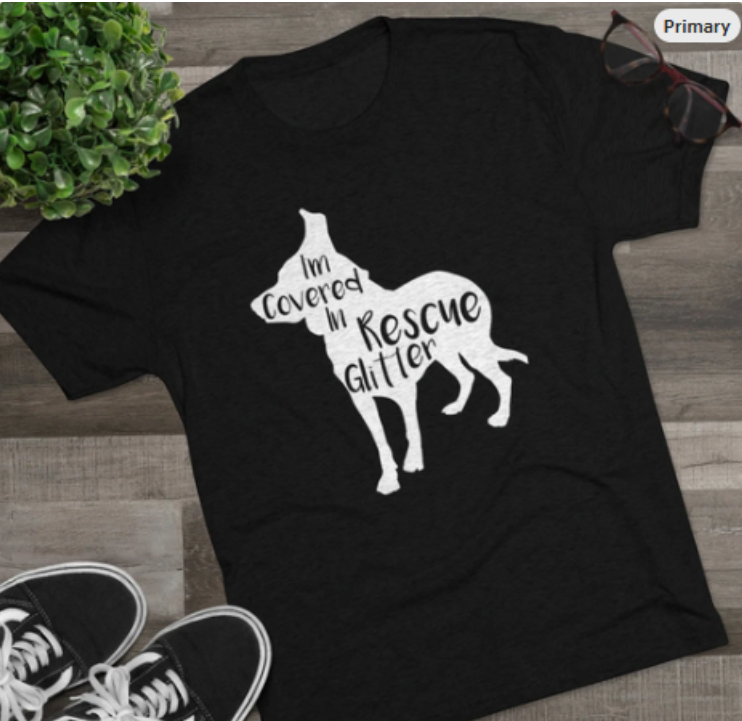 Covered in Rescue Glitter Dog Triblend Shirt