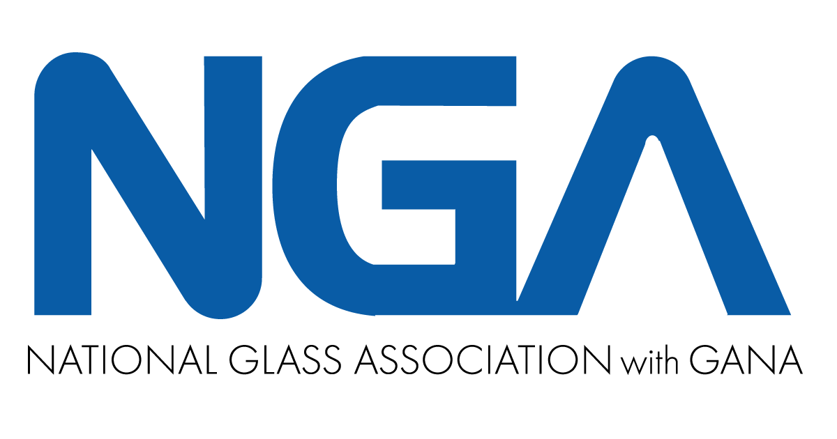 Logo of the National Glass Association with GANA, featuring blue letters "NGA" and black text underneath.