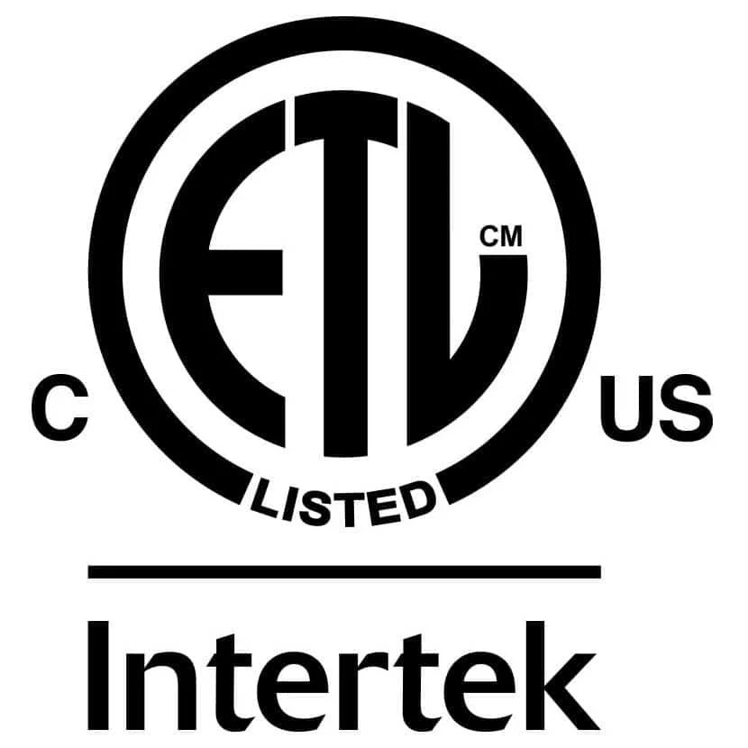 Intertek logo with ETL listed certification mark, indicating product safety and compliance