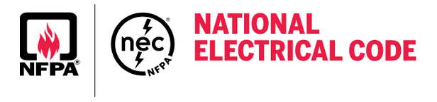 Image of logos for NFPA and NEC with the text 'National Electrical Code' in red.