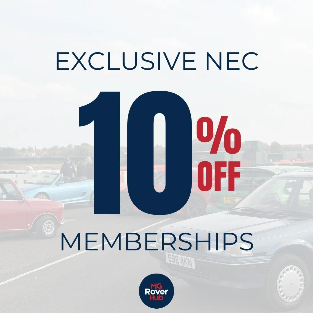 During the NEC weekend, we are offering an exclusive 10% discount to anyone who signs up during the show!

Make sure to come and find us (Stand 4-565) to receive the discount! 

#MGRoverHub