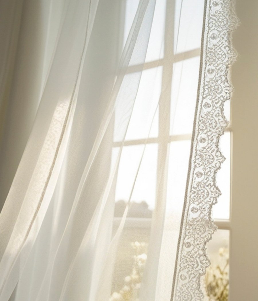 Soft morning light through linen curtains, a calm moment for estheticians