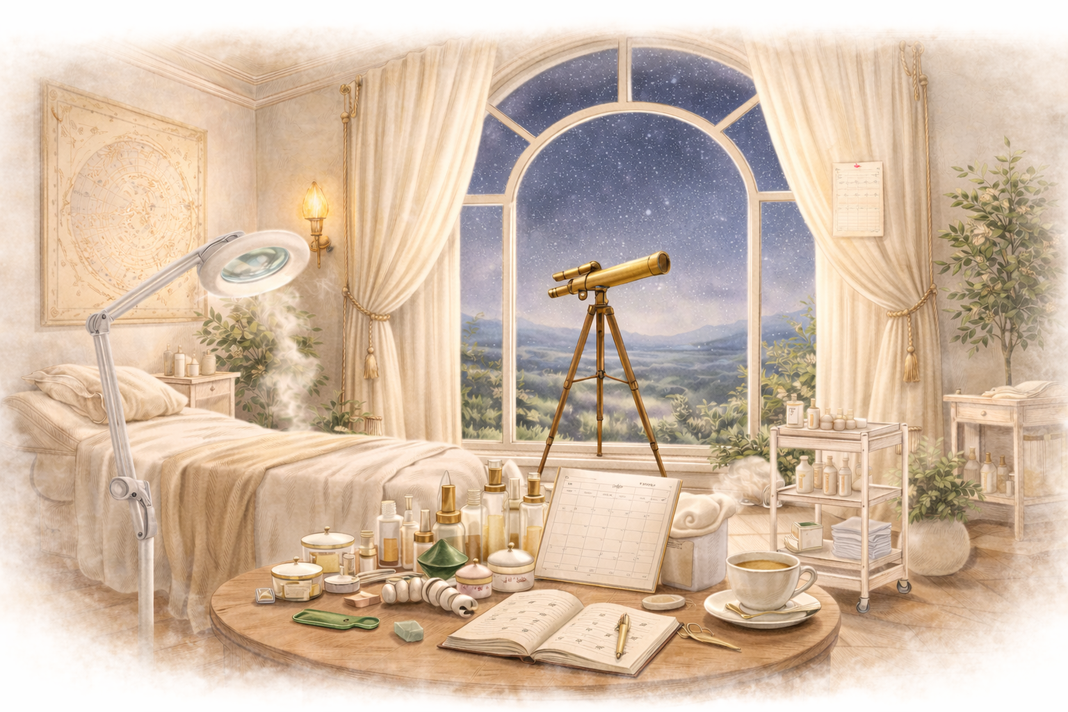 The Observatory room inside The Esthetician Marketing House, a monthly content calendar for estheticians
