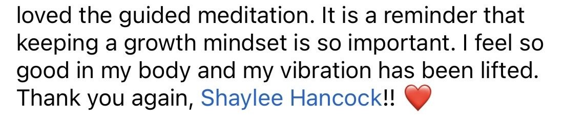 Marketing House guest sharing how the guided meditation and growth mindset support helped her feel confident