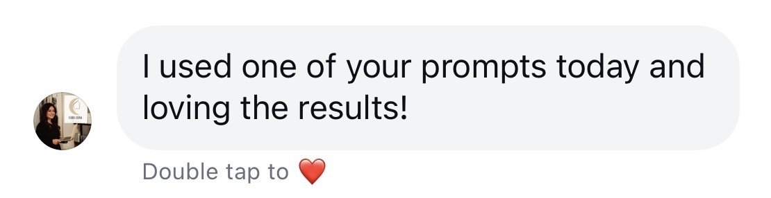 Esthetician sharing results from using a Marketing House content prompt
