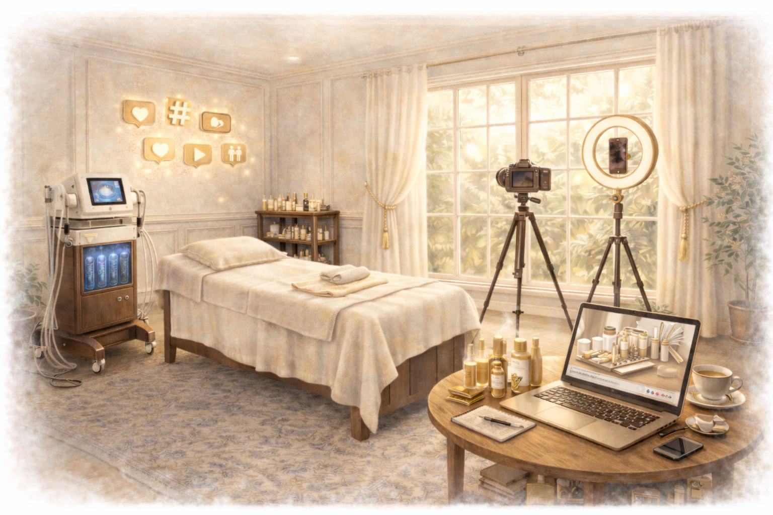 The Social Media Room inside The Esthetician Marketing House, done-for-you captions and graphics for estheticians