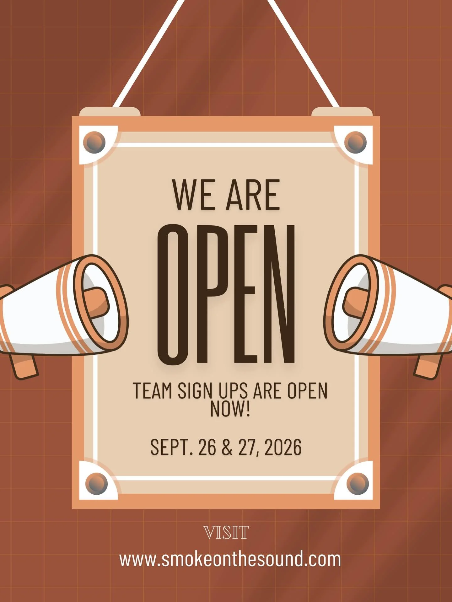 🔥 WE ARE OPEN 🔥
Team registration for Smoke on the Sound is officially LIVE - sign up now to compete in this years KCBS sanctioned competition. 

FOR TEAMS: 
🏆 Registration is open 
📄 Rules + details on our website 
👉 Lock in your spot and get r