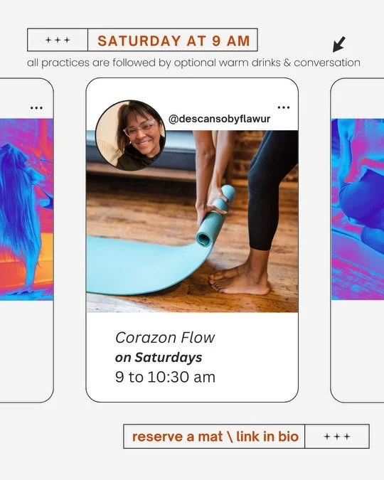 Come practice with me on Saturday morning ✨&hearts;️🔥 

This is a small group, slow vinyasa with restorative movement integration followed by warm drinks. 

Flujo de yoga despacio y restaurativo en grupo peque&ntilde;o, seguido por bebidas calientes