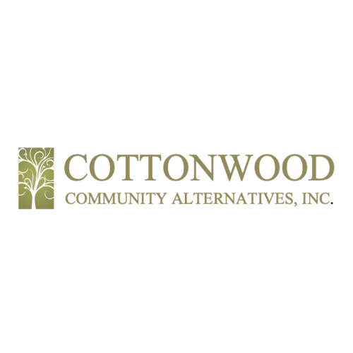 Logo of Cottonwood Community Alternatives, Inc., featuring a stylized green tree to the left of the text.
