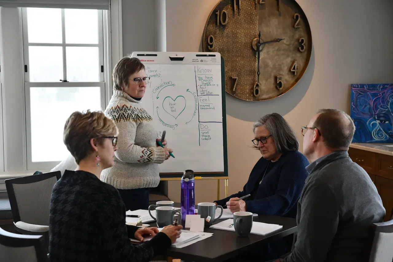 People planning on a large poster board.