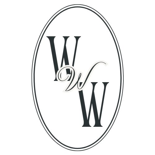 A logo with the letters W and W overlapping inside an oval outline.