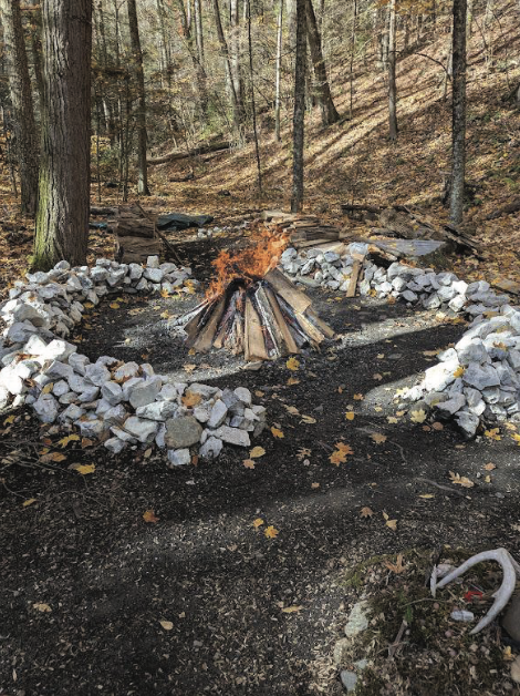Fire pit outdoors at The Thyme Retreat Center, Salisbury, Connecticut