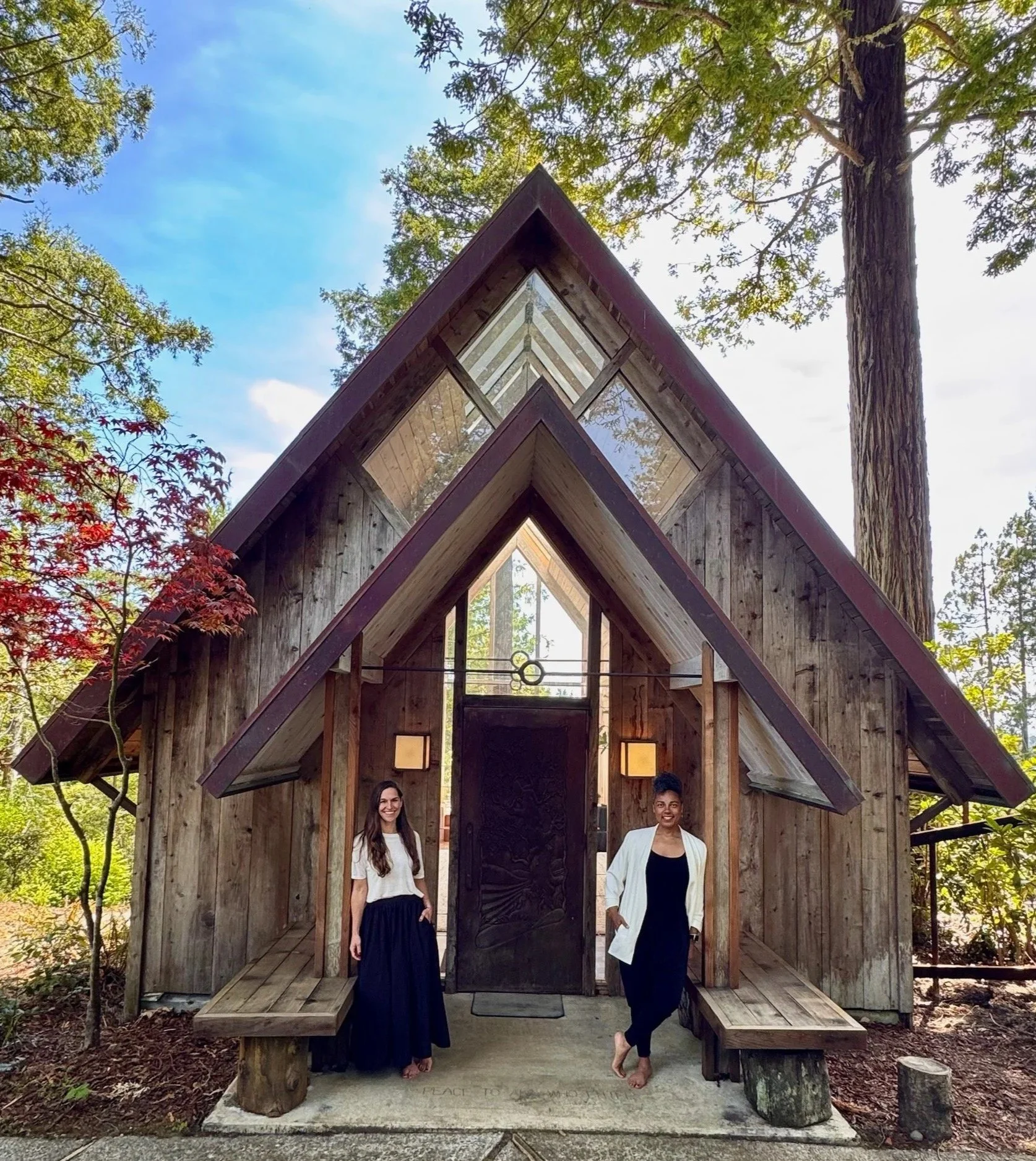 Monique Pearson and Christine Raschke at the Mendocino Catalyst Retreat at Spirit Camp.