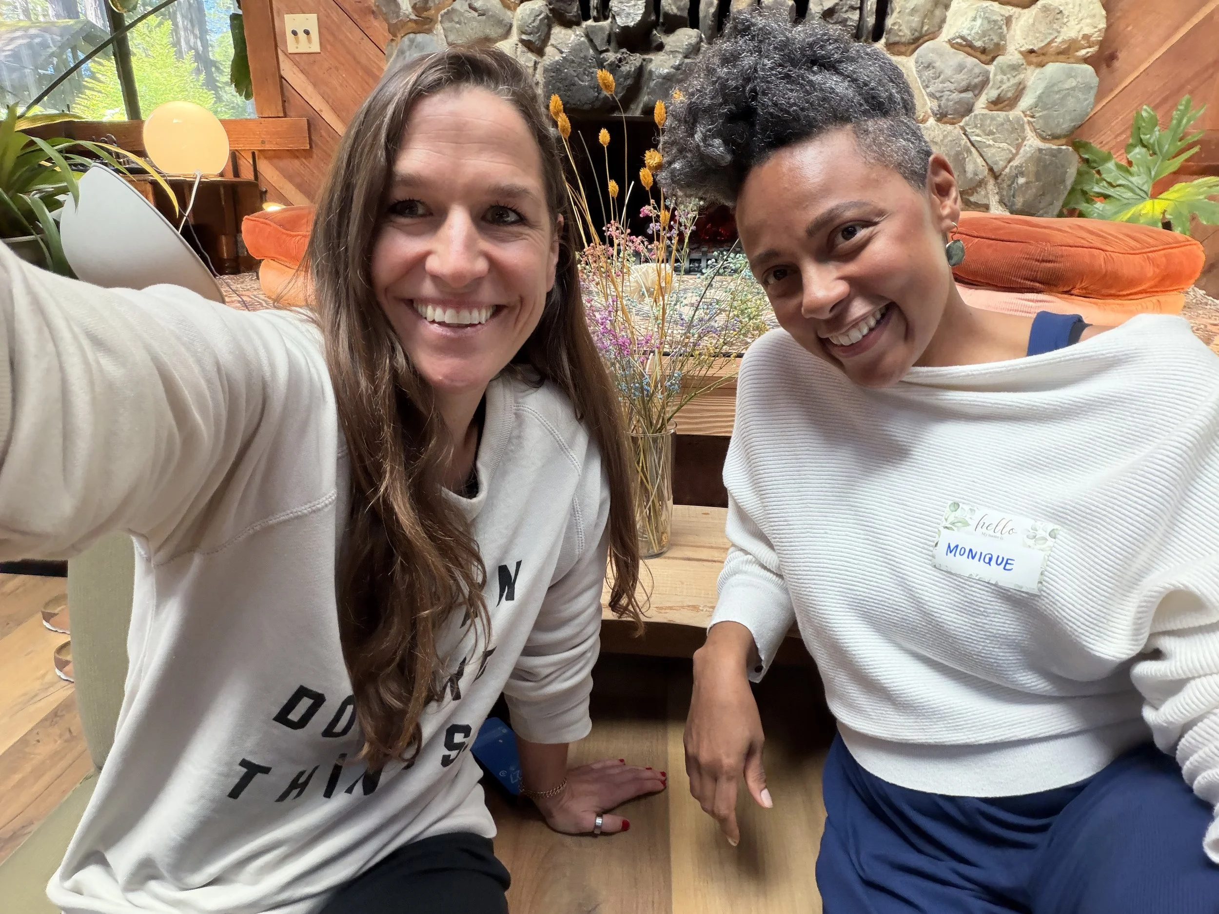 Monique Pearson and Christine Raschke at the Mendocino Catalyst Retreat at Spirit Camp.