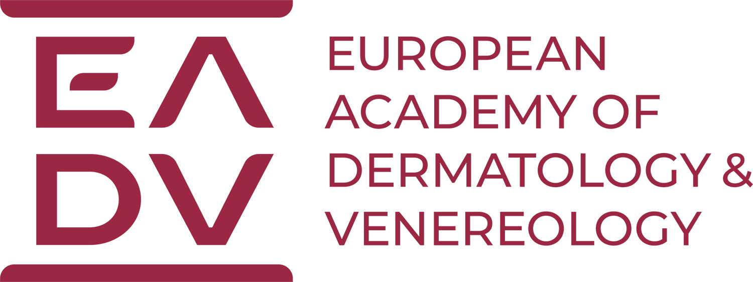 Logo of the European Academy of Dermatology and Venereology, with large initials 'EADV' and the full name written to the right
