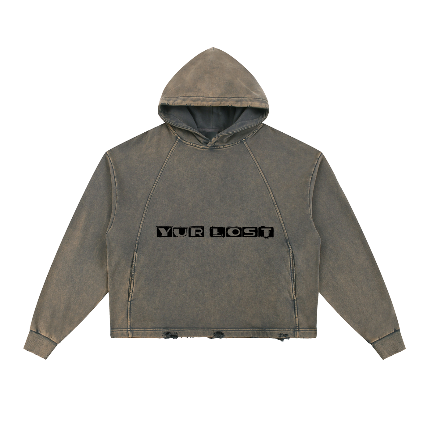 Vintage Yur L Washed Frayed-Hem Hoodie