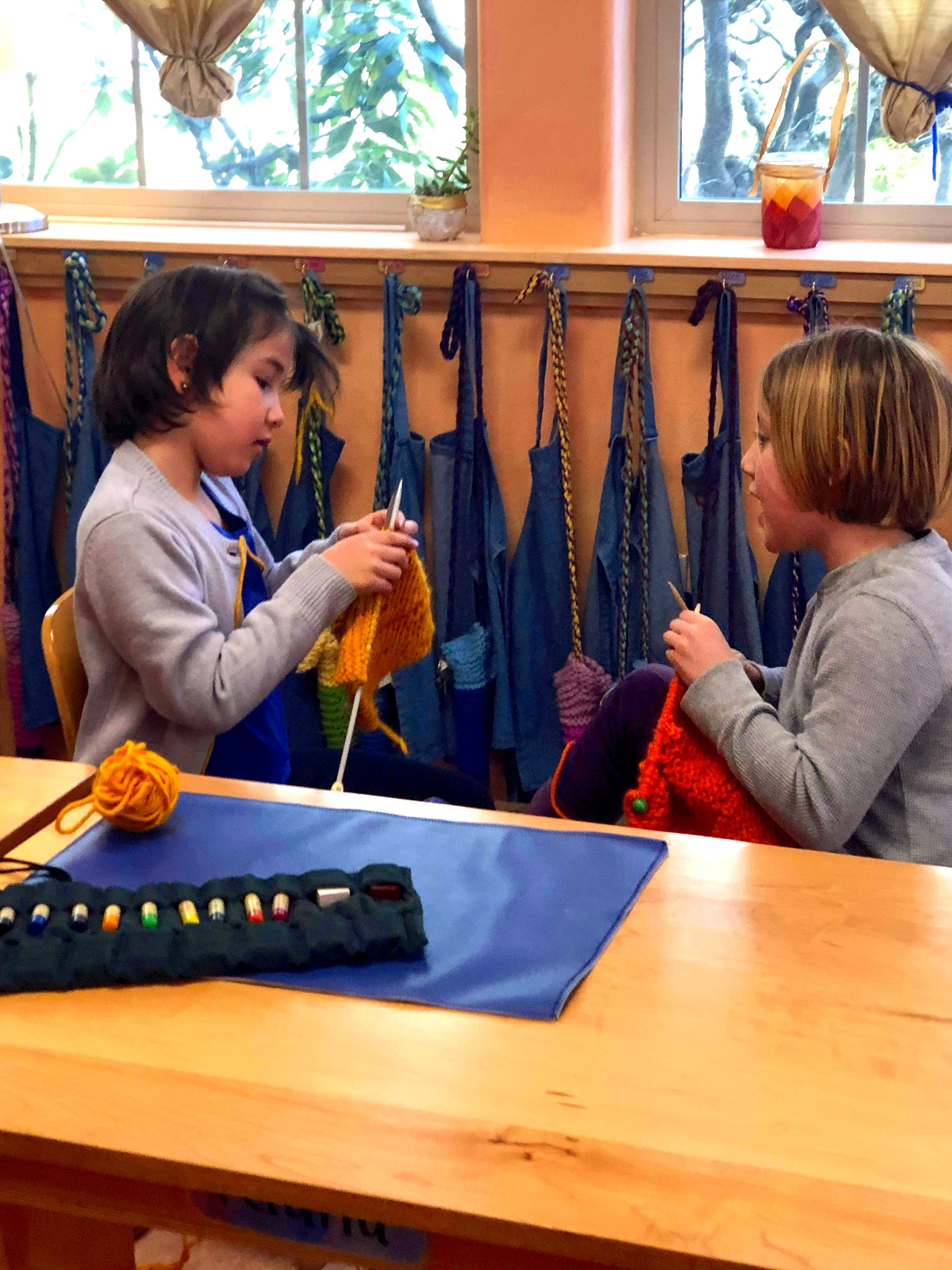 2nd Grade Students Knitting.JPG
