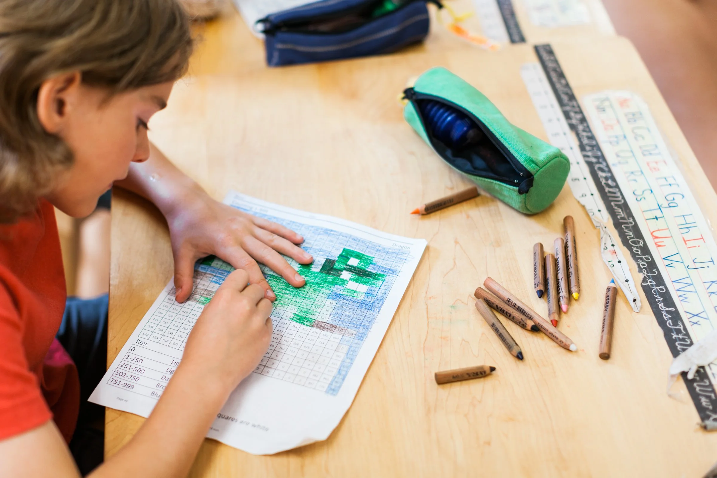 Student working at a desk