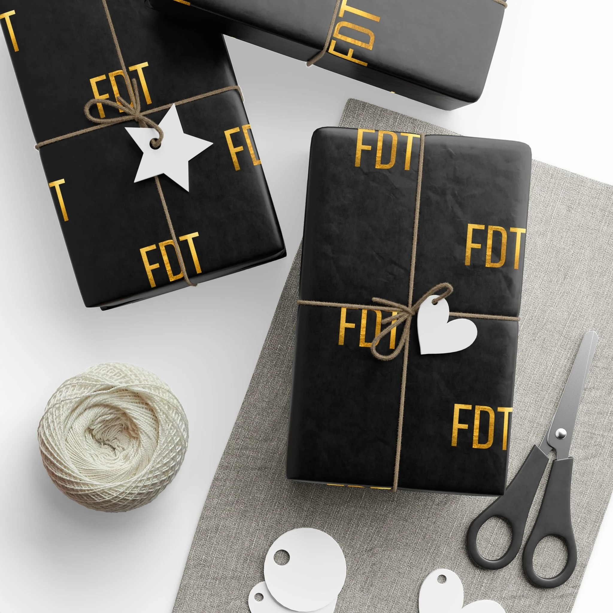 FDT Black and Gold Wrapping Paper Roll for Gifts, Weddings & Holidays