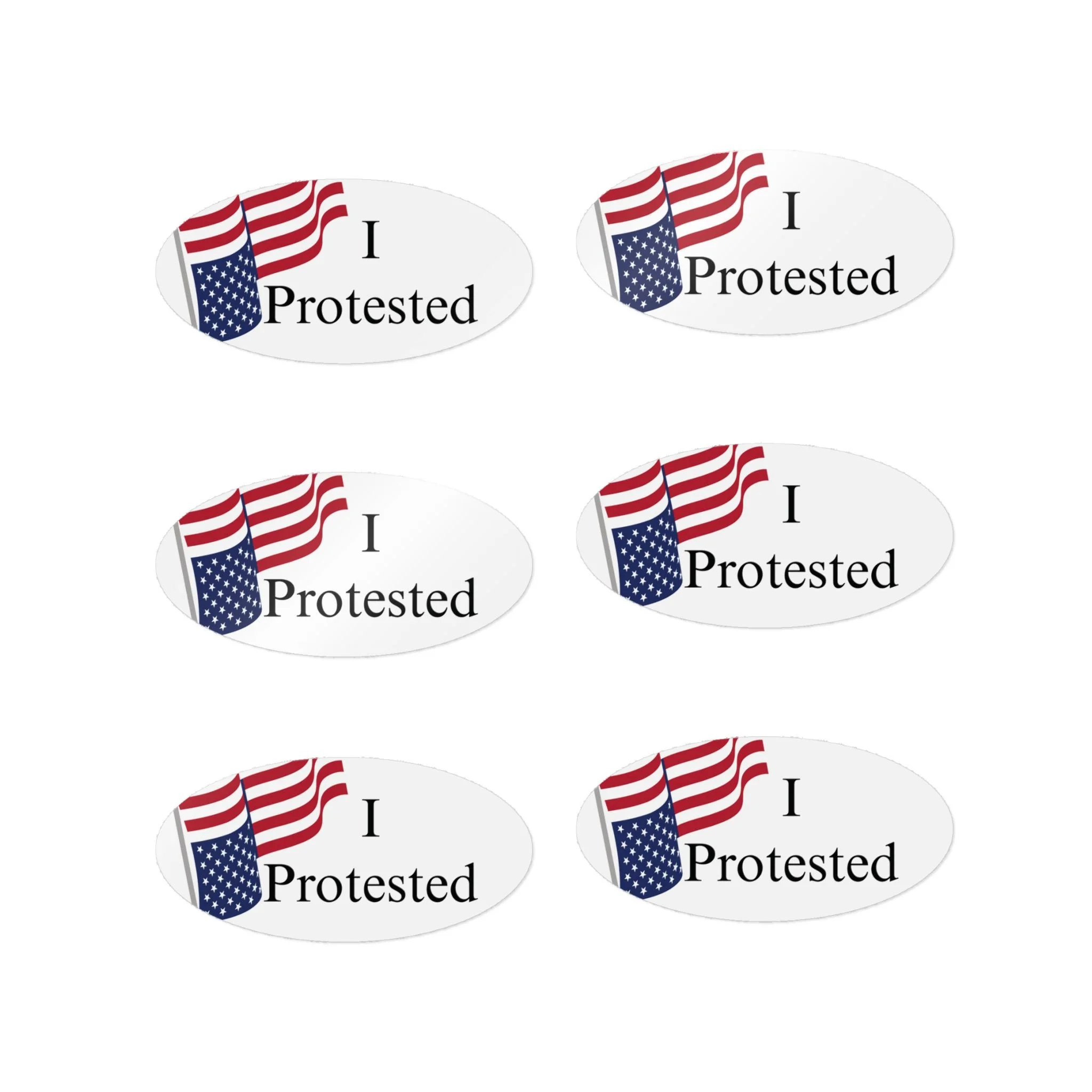 I Protested oval sticker upside down flag white background protest activism