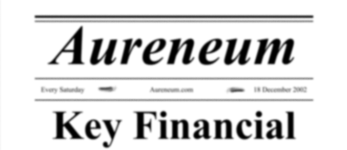 Close-up of a newspaper titled 'Aurenum' with the headline 'Key Financial Information'
