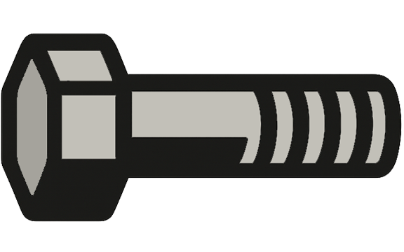 Black and gray bolt or screw icon on a black background.