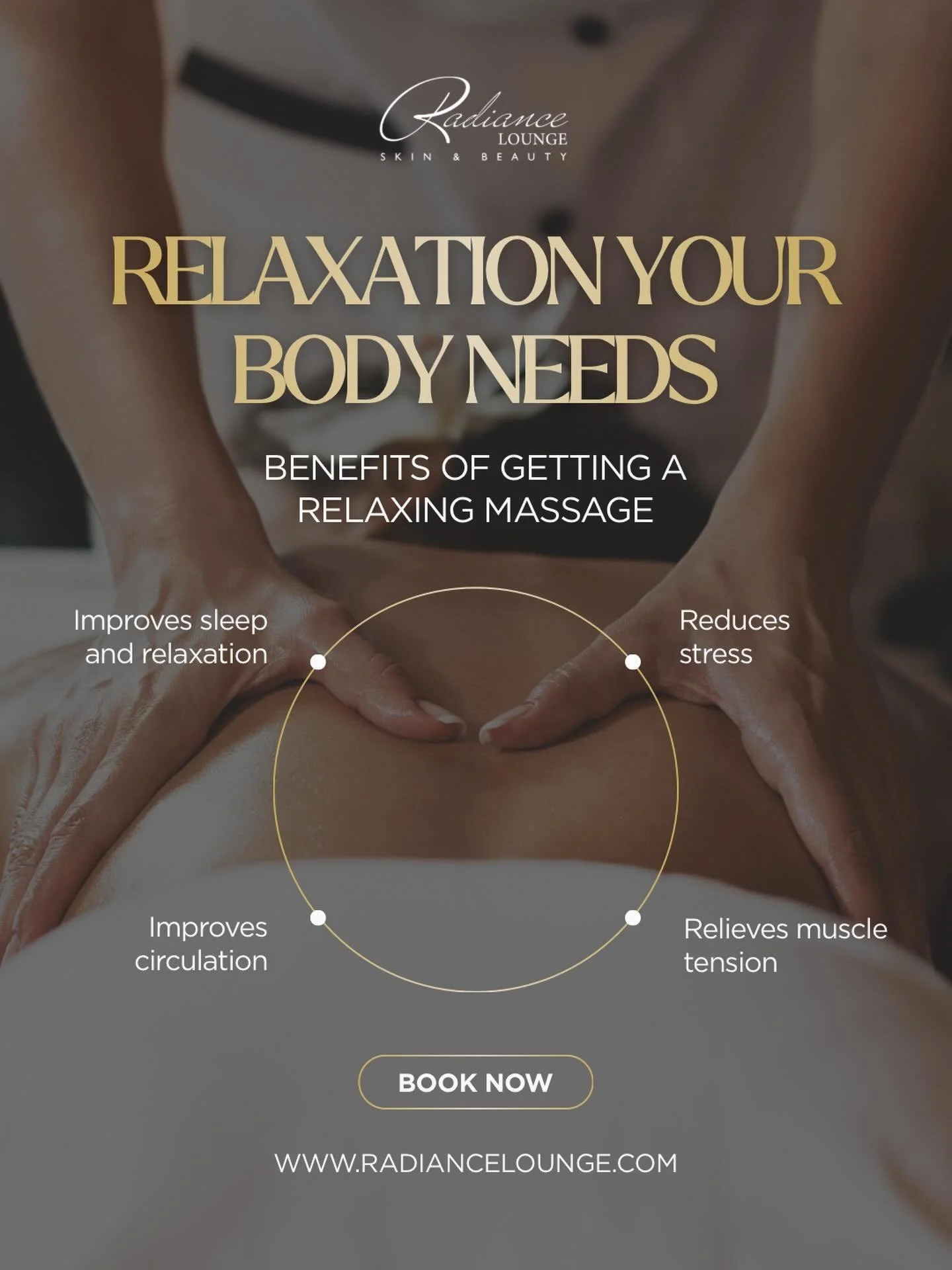 Your body carries stress every day. A relaxing massage helps release it.

✨ Reduces stress
✨ Improves circulation
✨ Relieves muscle tension
✨ Promotes better sleep and deep relaxation

Take a moment to reset, recharge, and care for your body.

Book y