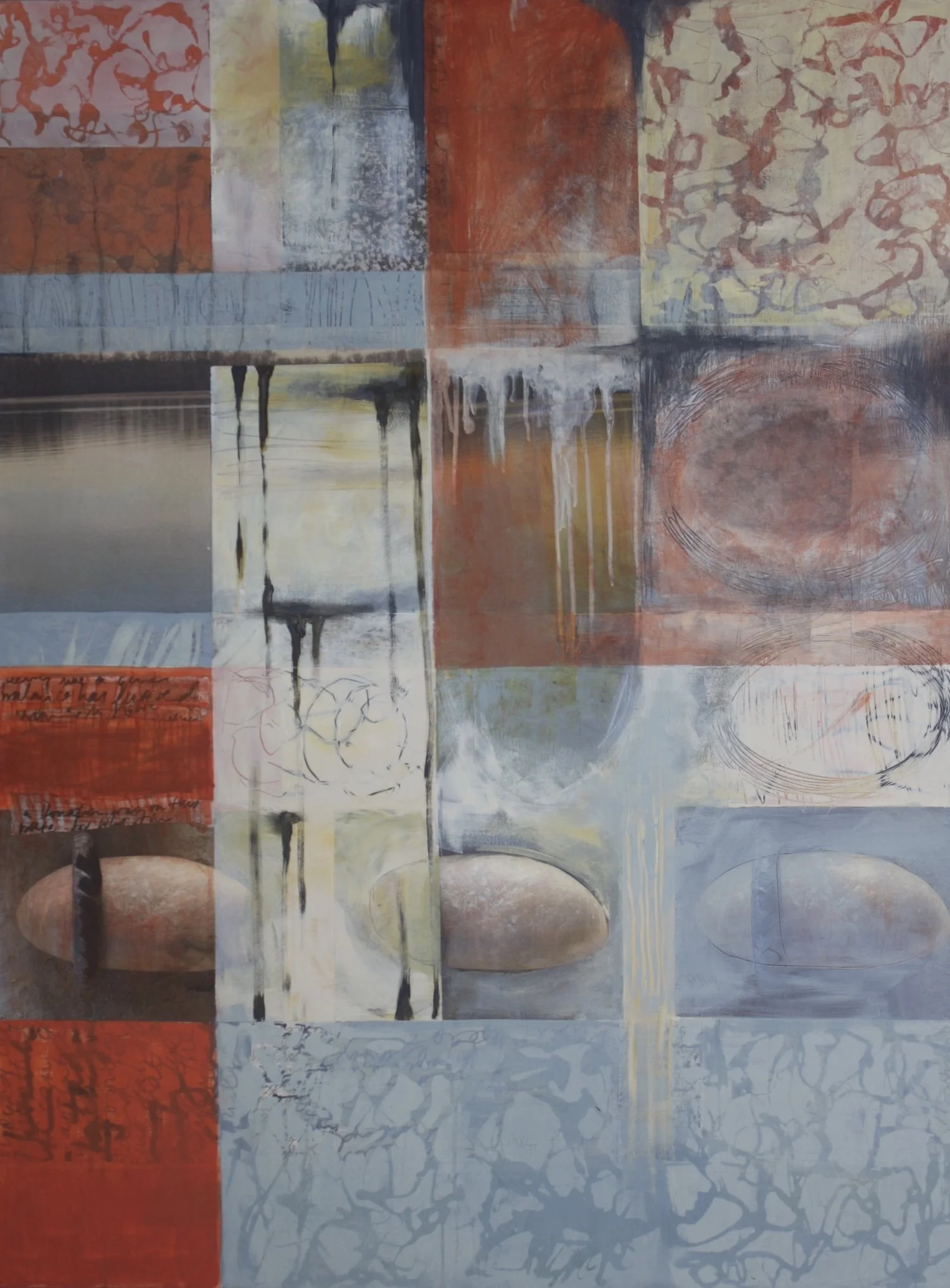  IRON-CLAD                                                     
acrylic, collage
 49"H x 36"W
 2017