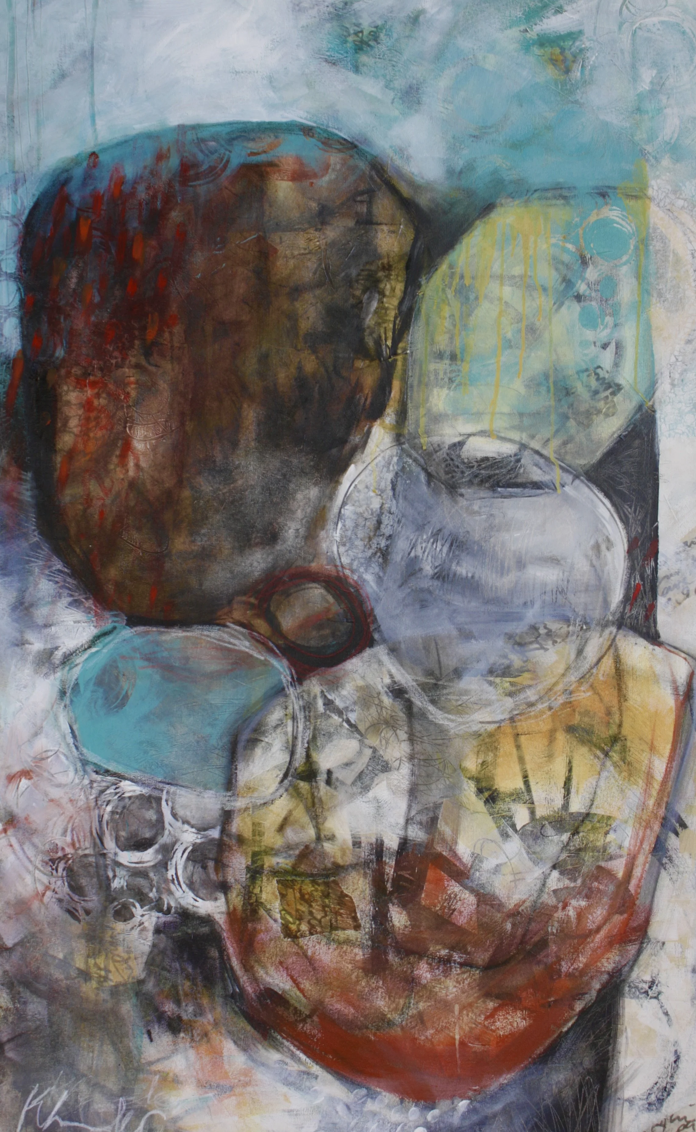  ROCKSCAPE                                                     
acrylic, collage
 52"H x 30"W
 2024
