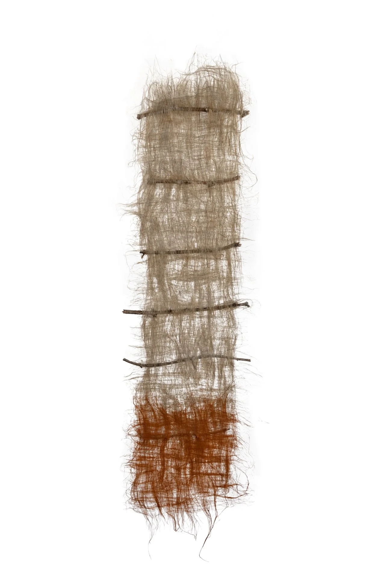  UNTITLED                                                     
flax fiber & sticks
 30"H x 8"W
 2025