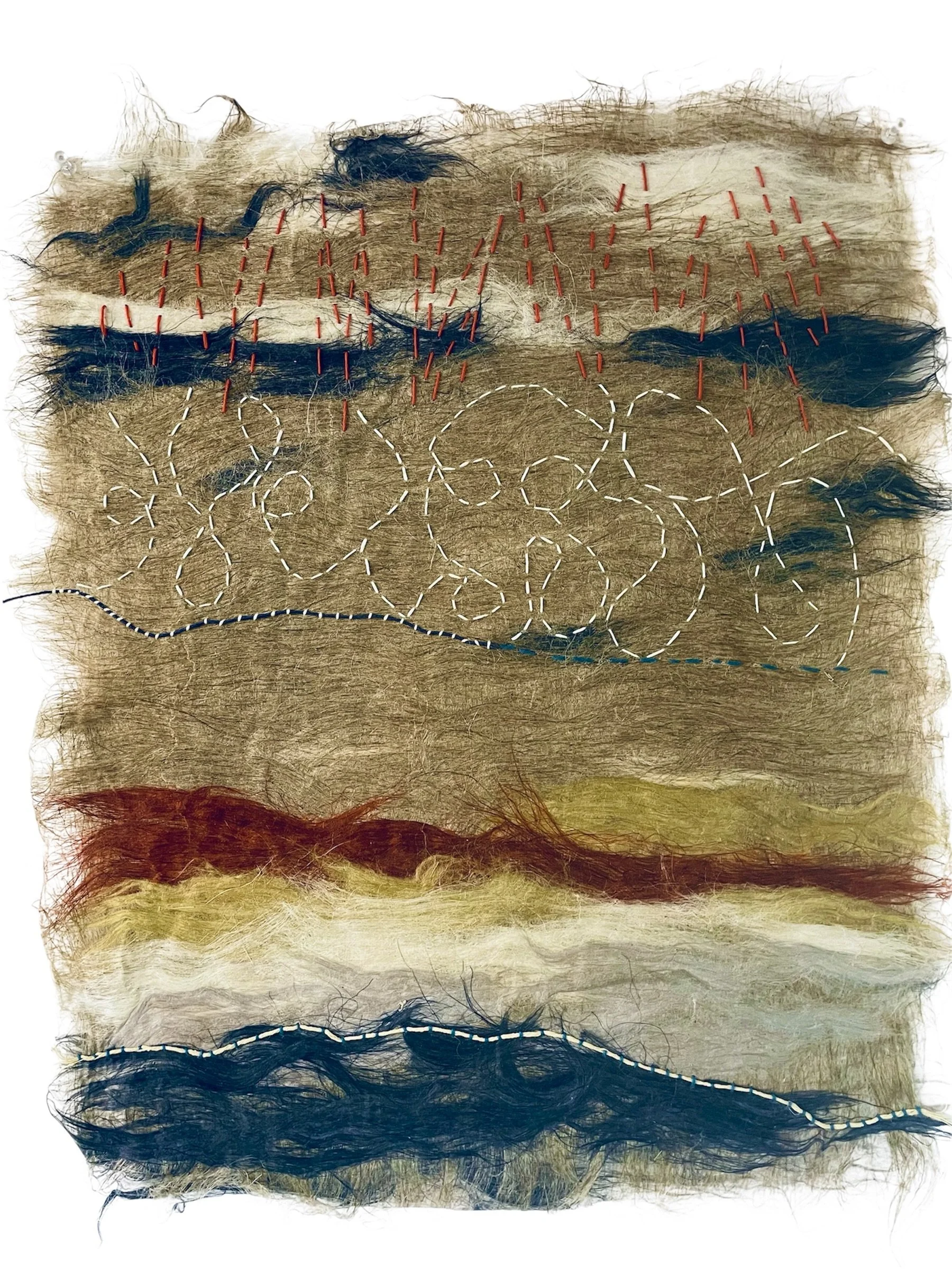  RAIN-CLOUDS                                                     
flax fiber
 20"H x 18"W
 2025