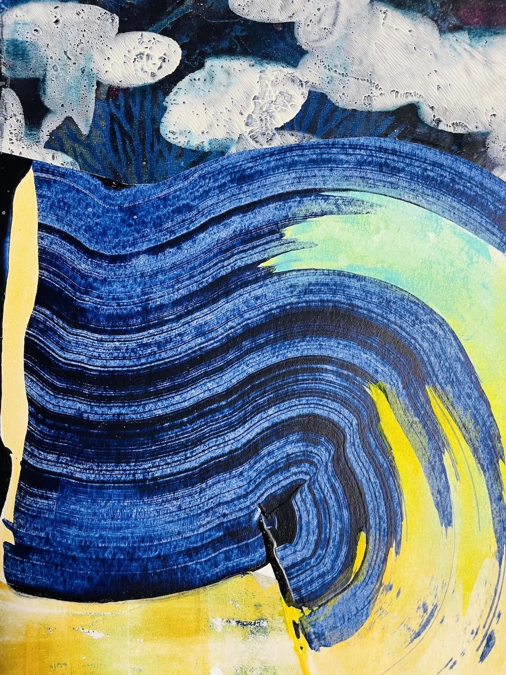  THE WAVE                                                     
acrylic, collage
 12"H x 8"W
 2018
