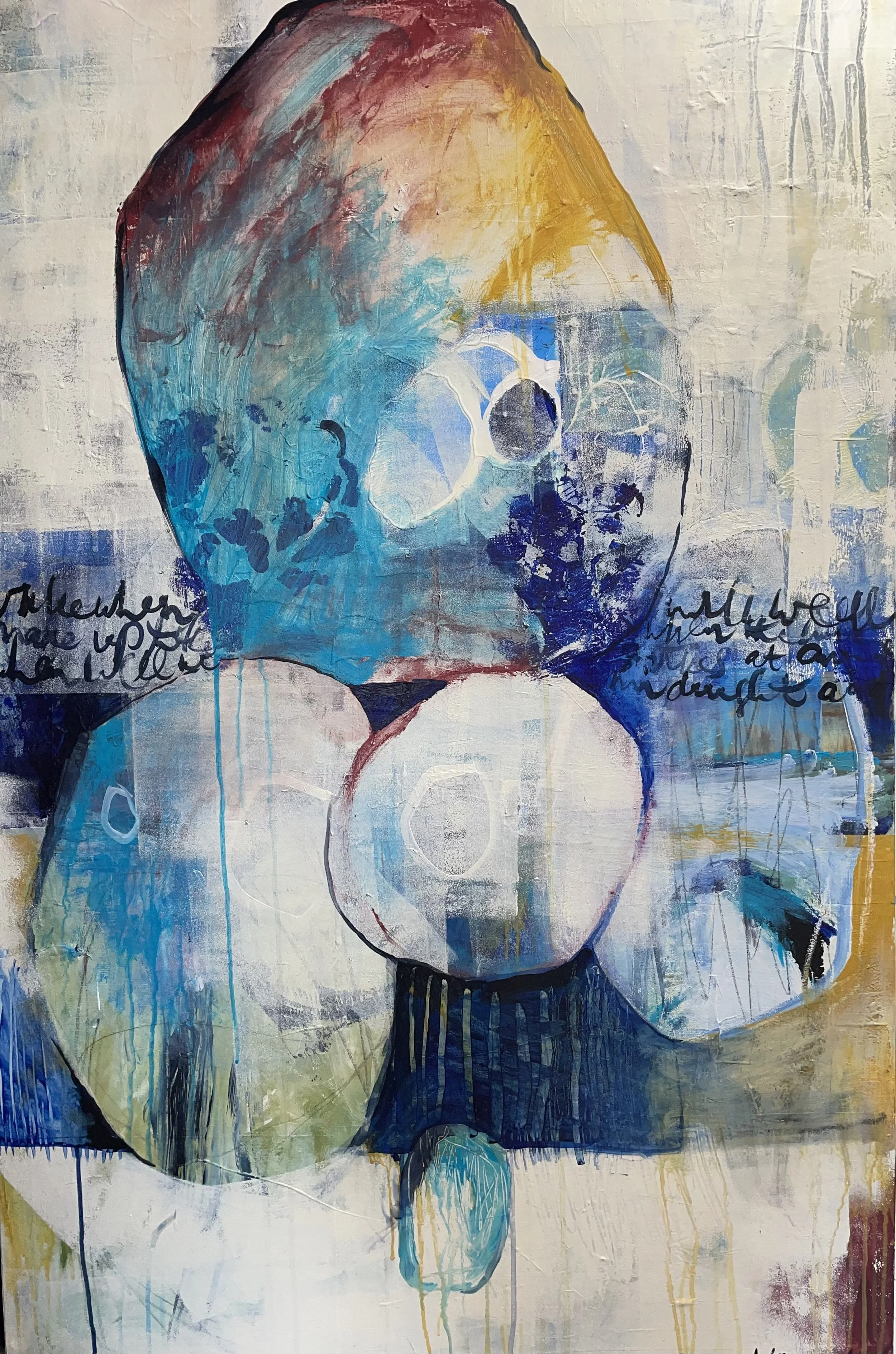 
 HOME-AGE TO EARTH                                                     
acrylic, collage
 49"H x 31"W
 2024
