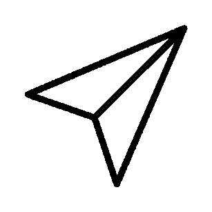 Line drawing of a paper airplane.