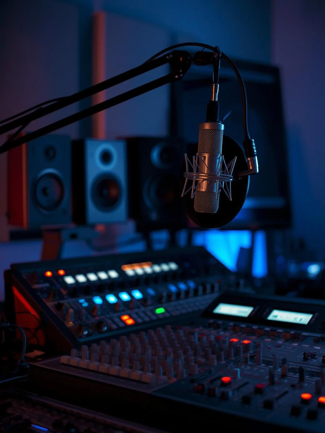 Professional recording studio with audio equipment and sound systems supplied by Zonekraft.