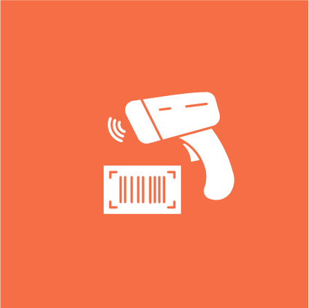 Icon of a barcode scanner scanning a barcode.