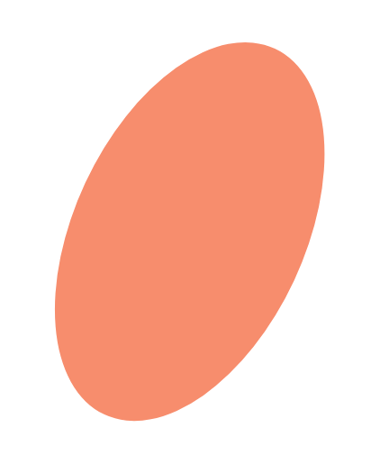 A plain round peach-colored oval shape on a black background.