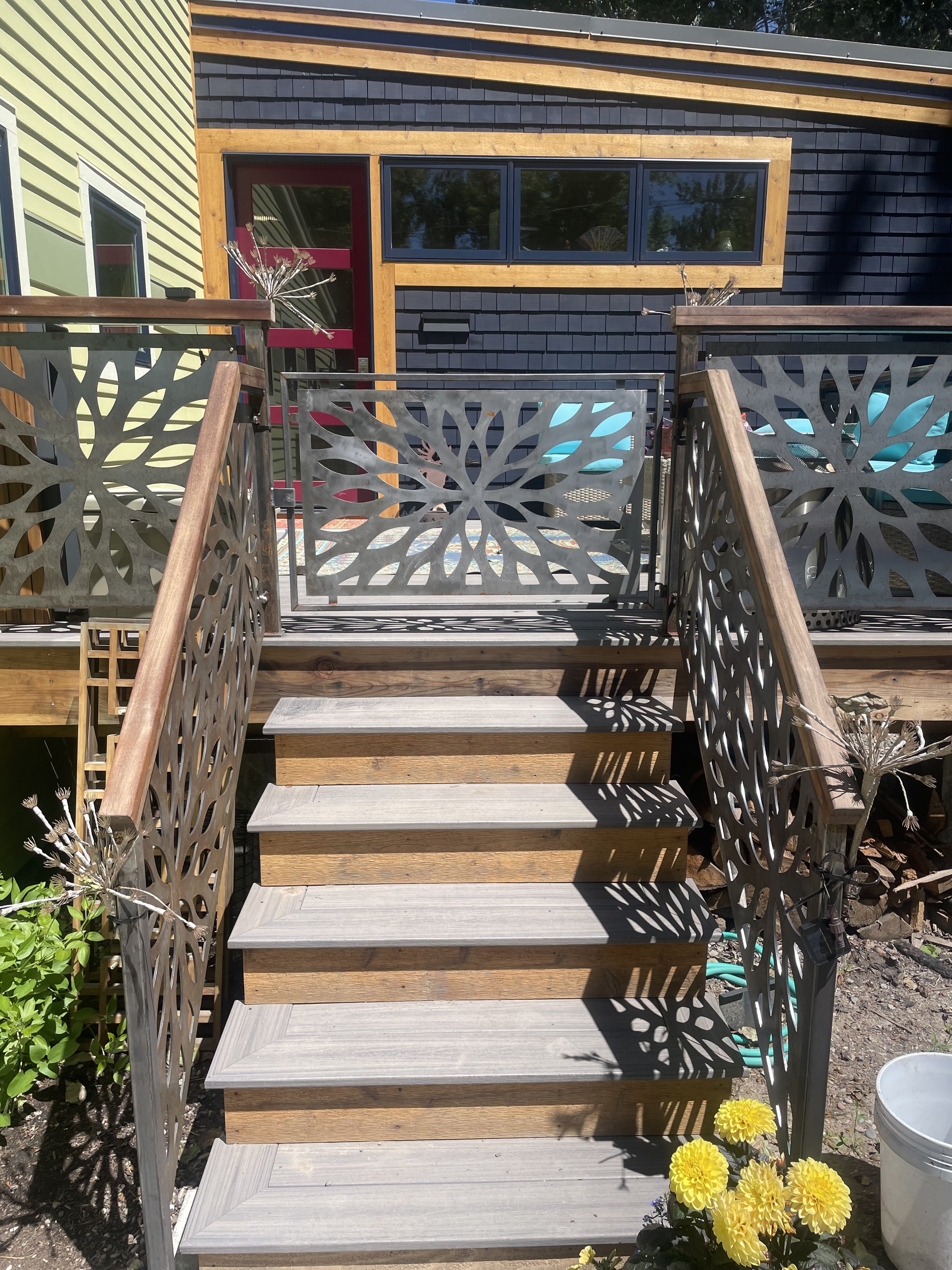 Artistic railing on a staircase