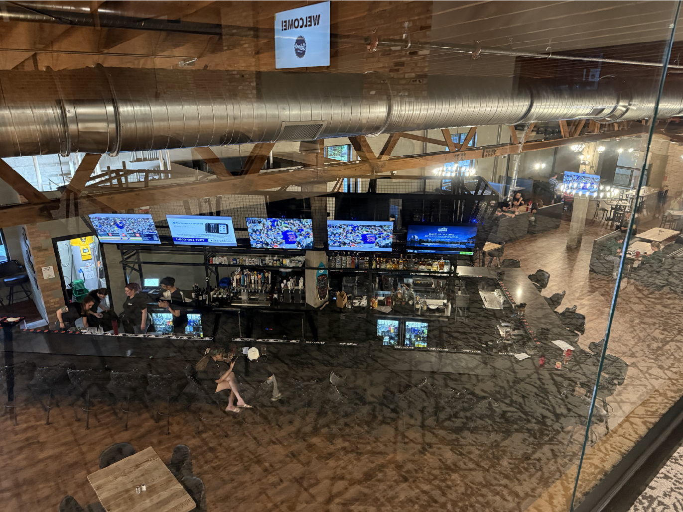 View of bar and restaurant from VIP room