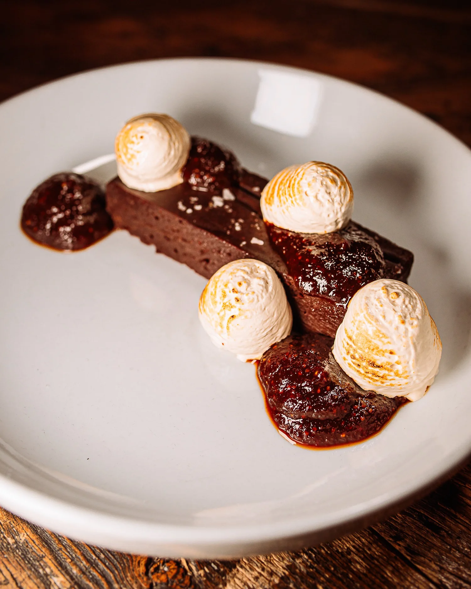 Chocolate fudge cake dessert at Tavern Law