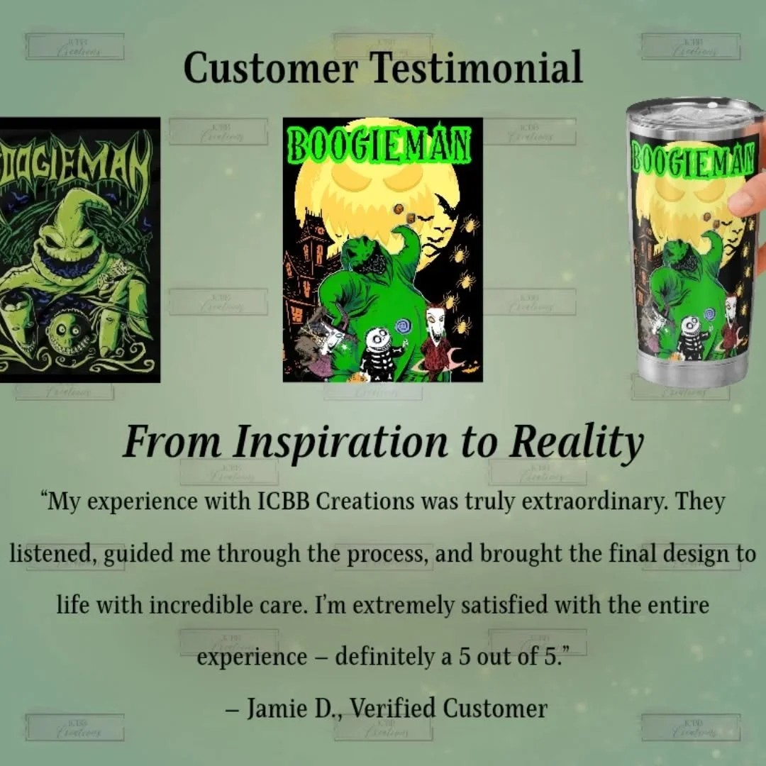 🎉 Look what our customers have to say 🎉

From inspiration to reality, we are dedicated to creating beautifully designed keepsakes and memories that will last for years.  Dont just take our word for it - listen to this testimonial. 

#icbbcreations 
