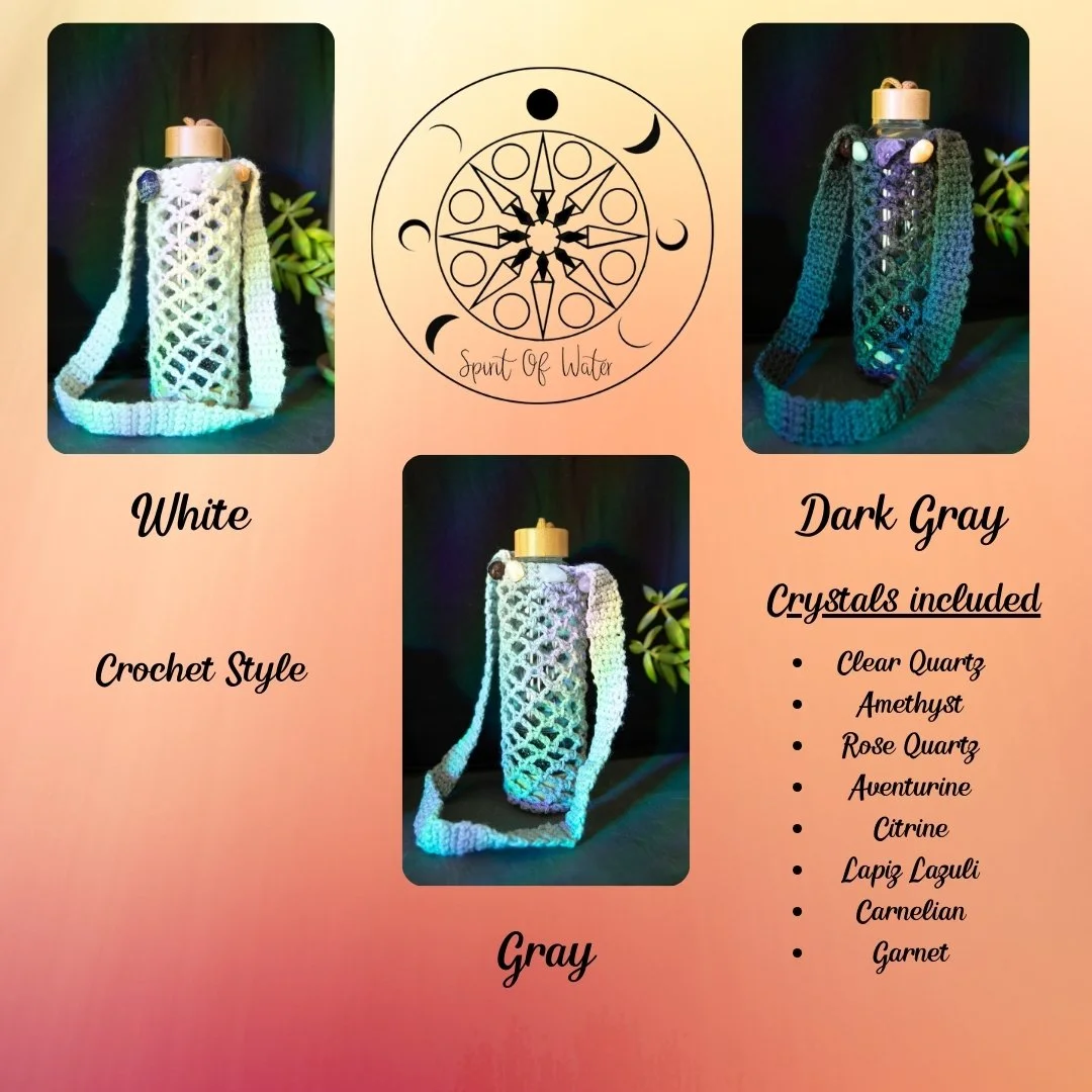 Crystal-Infused Crochet/Macrame Bottle Holder