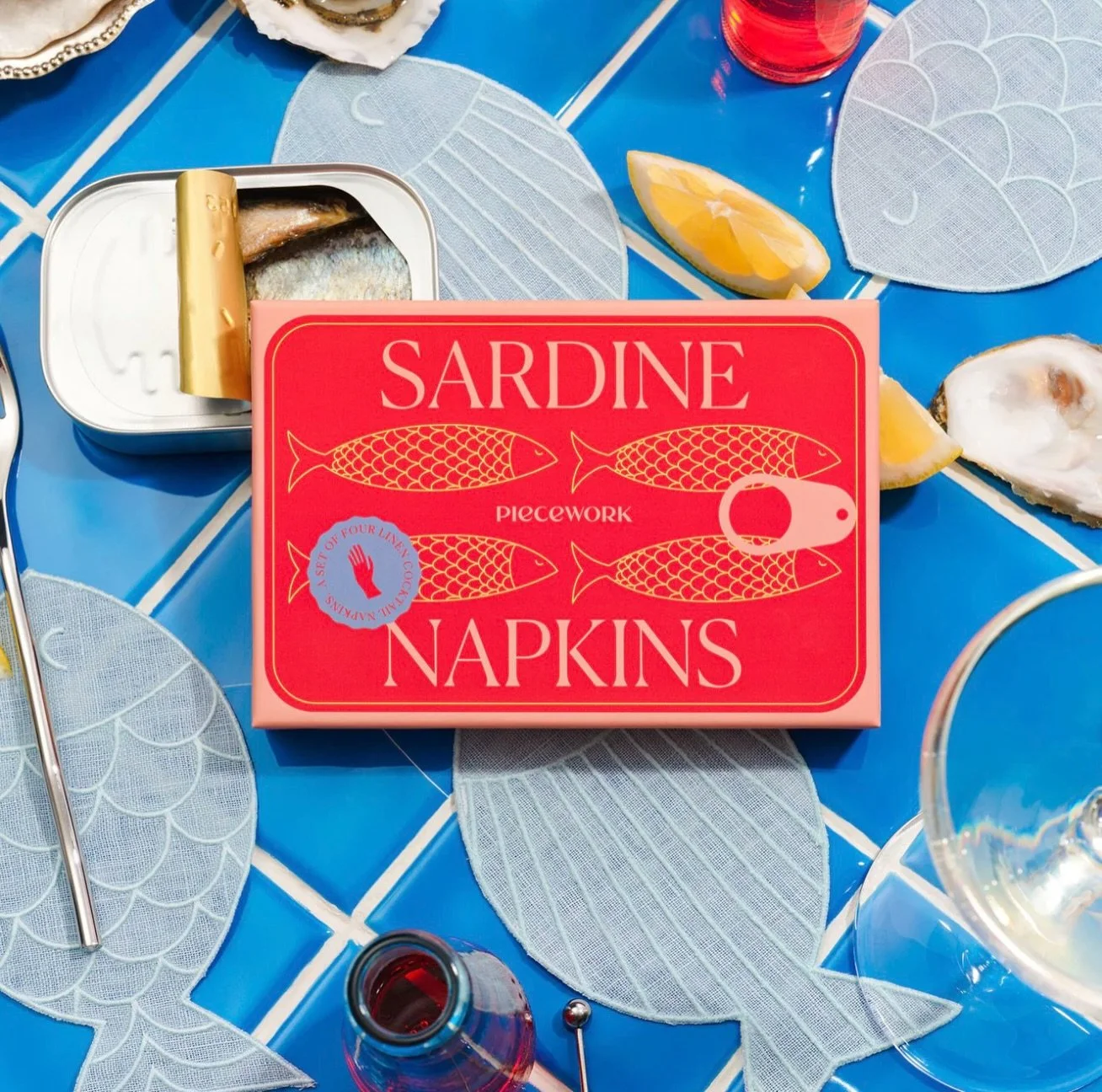 Catch of the day: sardine cocktail napkins. 🐟🍸 🍋

100% linen, perfectly giftable, and packaged like the chicest little sardine tin you ever did see. Hook, line, sinker&mdash;we&rsquo;re obsessed.

#thebottleshopcrestline