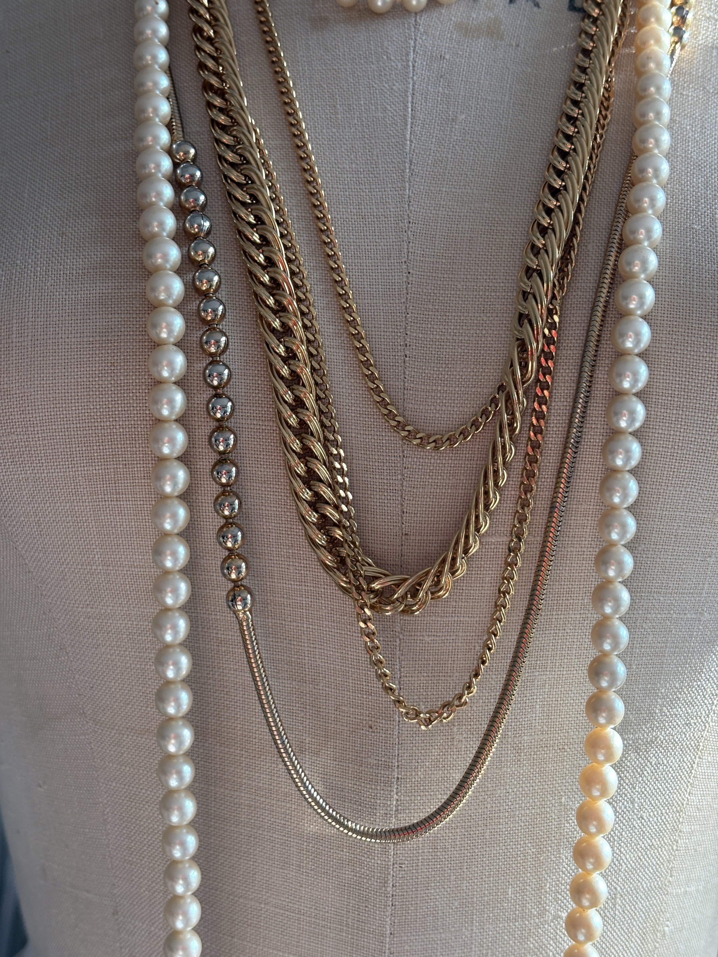 Signed Monet Gold-Tone Multi-Strand Chain Necklace